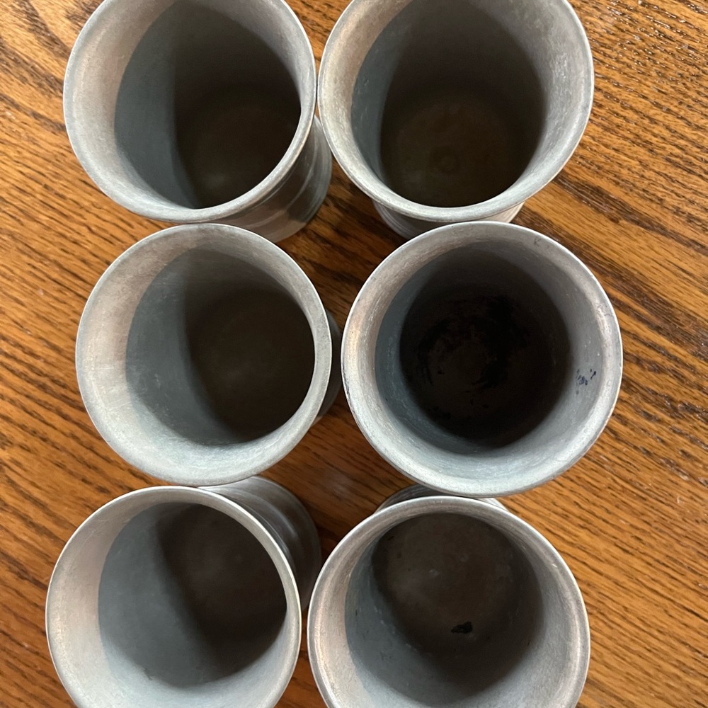 Stede antique pewter tumblers rare set of six flared cups beaker stamped German - Picture 6 of 16
